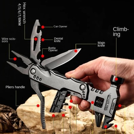 6 In 1 black multi purpose plier hammer camping hammer with multi tool pliers for outdoor survival camping